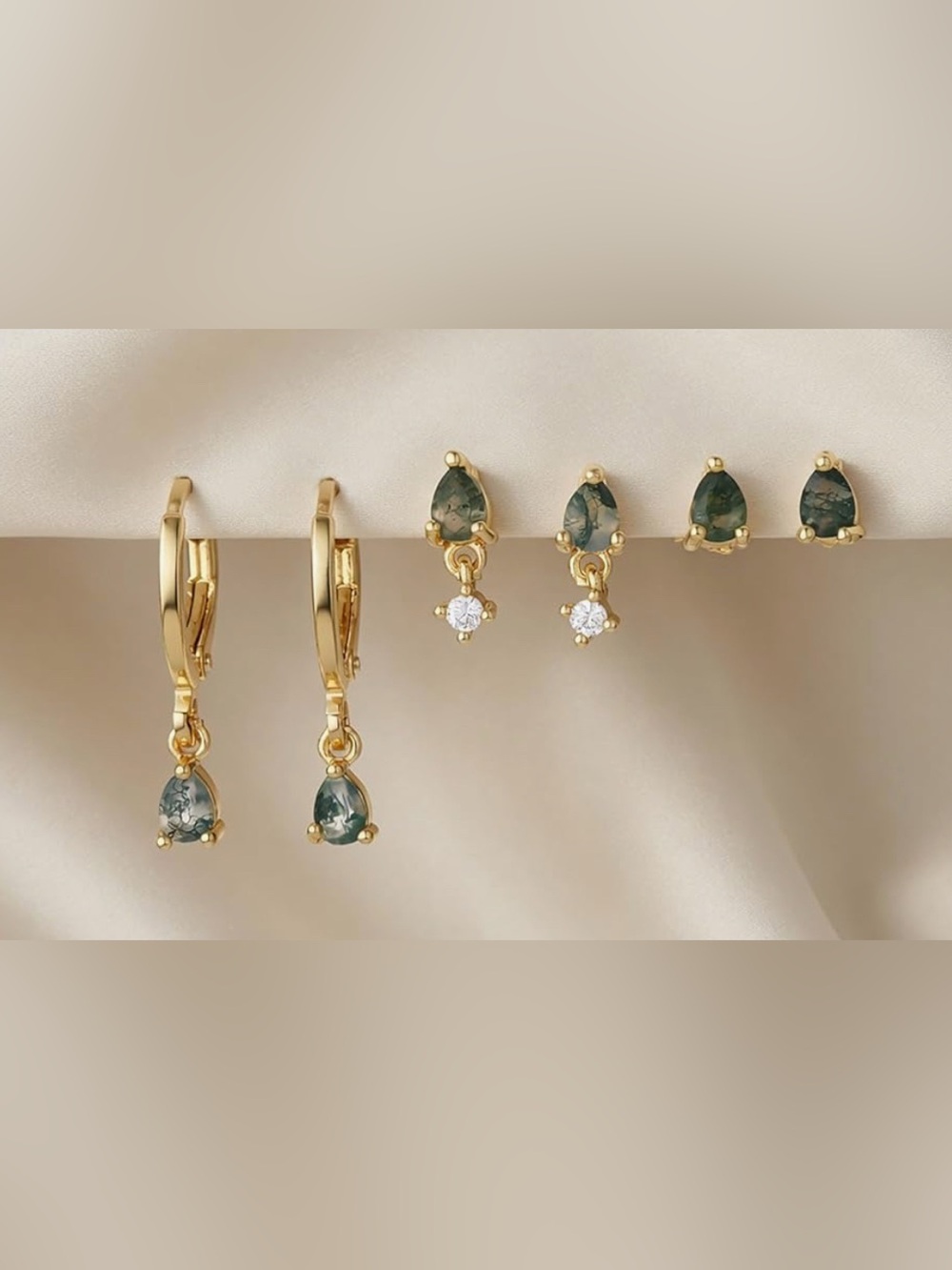 Cute Dillards 18KT gold vermeil 3 piece Agate  earrings